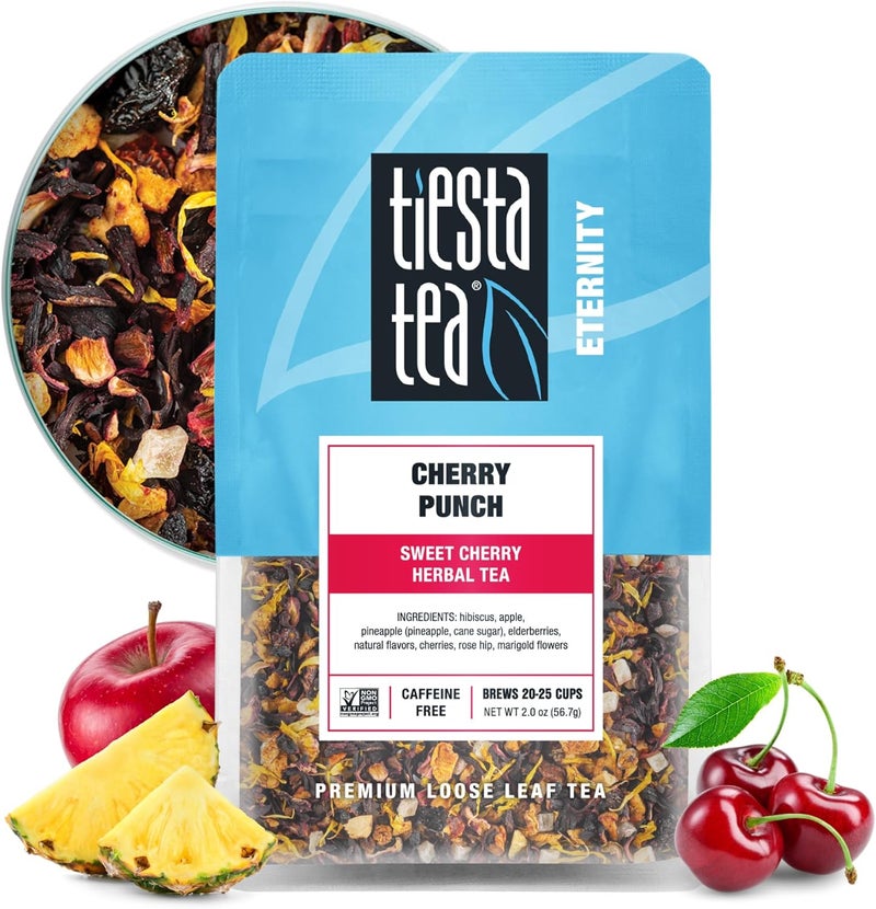Tiesta Tea Cherry Punch - Loose Leaf Sweet Cherry Herbal Tea, 2oz Resealable Pouch - Image 1